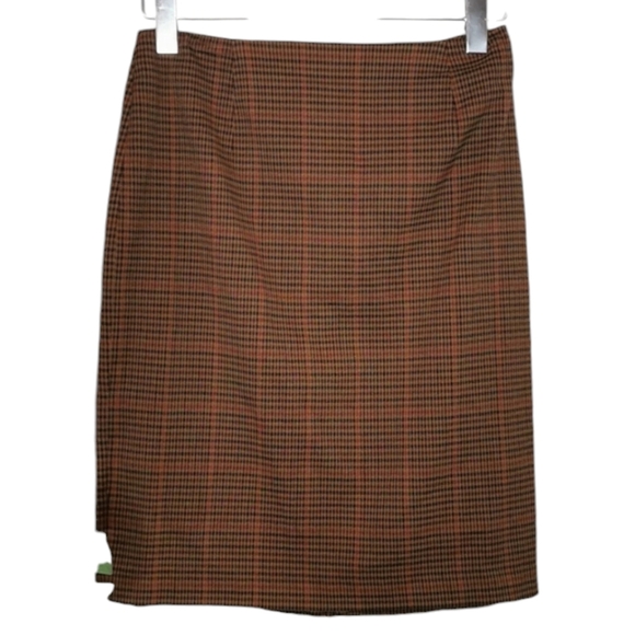 Amanda Smith Vintage 80s Brown Plaid Skirt Retro Preppy Academia Fall - Picture 1 of 10